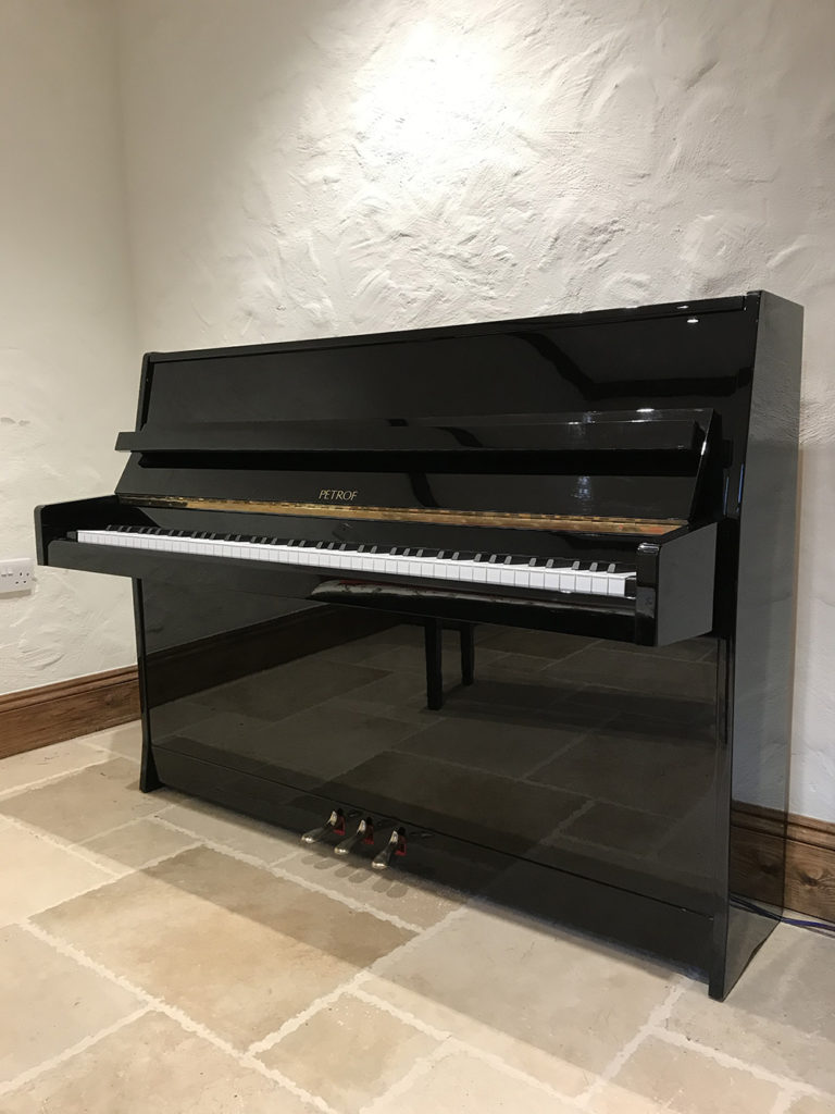 piano,gloss,high,black,upright,petrof,dorset,showroom