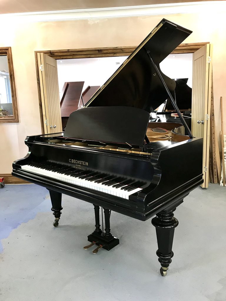 bechstein,model,v,grand,piano,black,6.7ft,reconditioned,used,sale,dorset,showroom